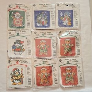 NWT 9 Stitch N Hang Counted Cross Stitch Ornament Kits Christmas Winter Holiday